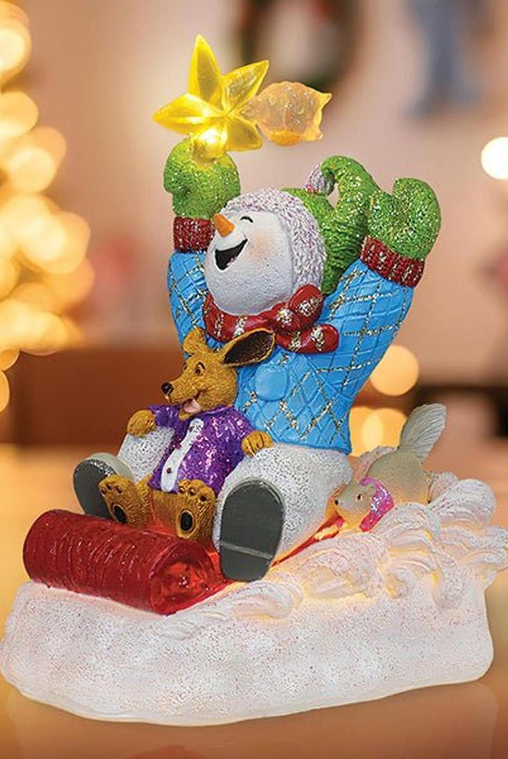 Star Powered Snow Boy Lighted Figurine