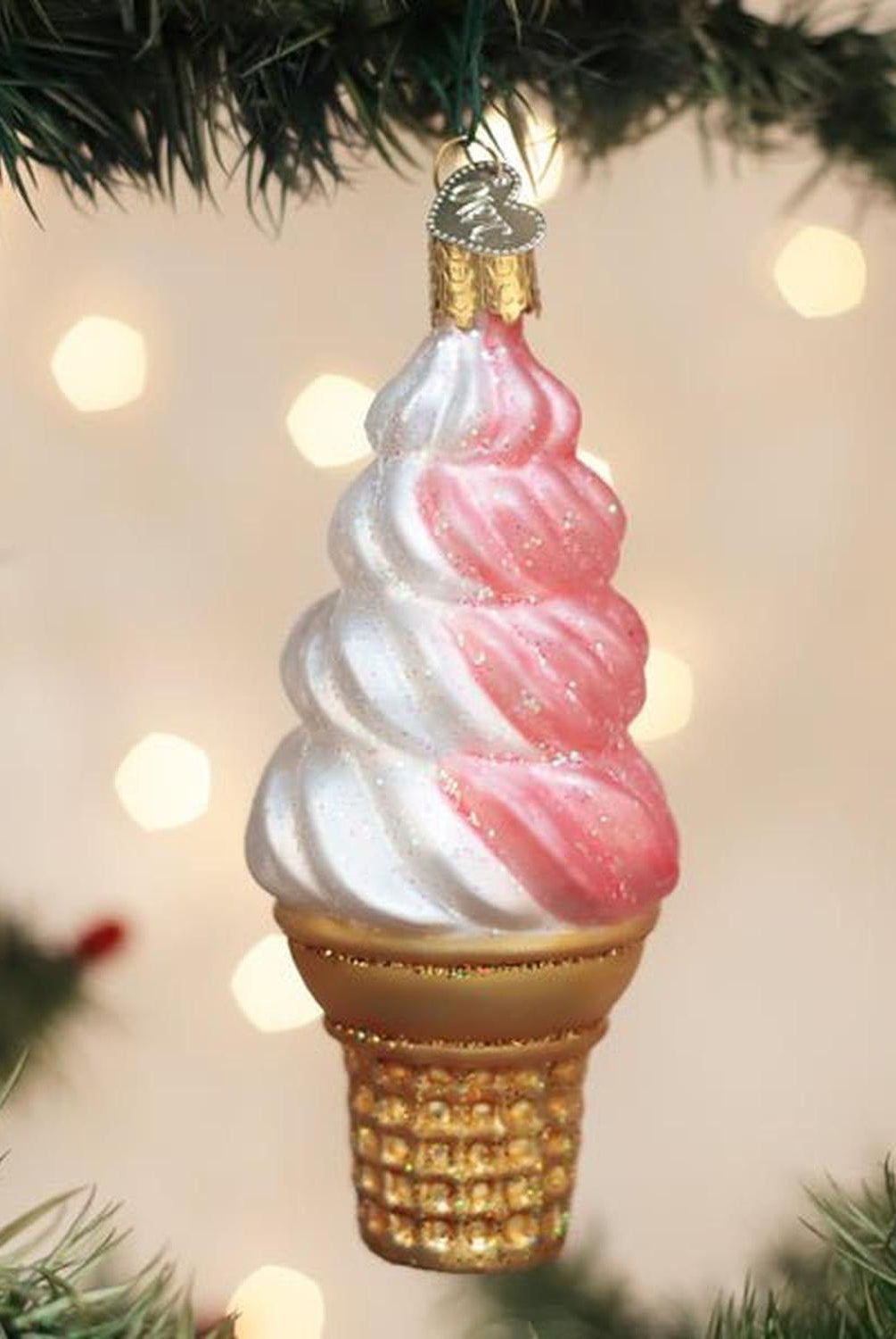 Strawberry Swirl Soft Serve Ornament
