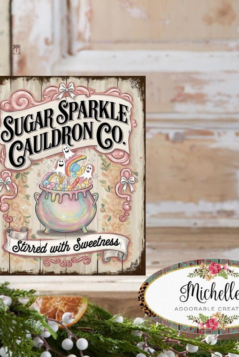 Sugar Sparkle Cauldron Co Halloween Sign