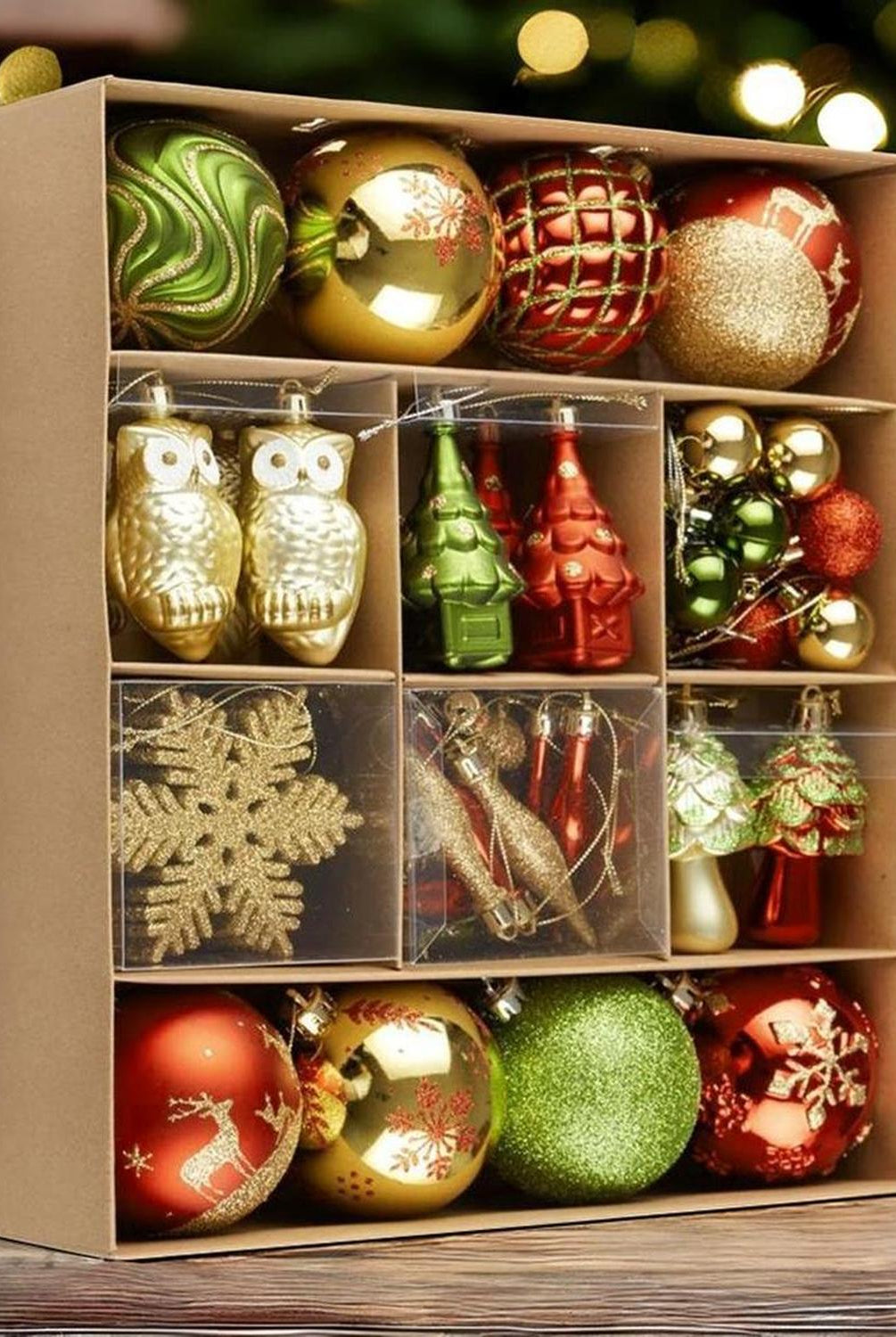 Super Large Enchanted Christmas Forest Ornament Bundle, Set of 80 Glittered Baubles, Snowflakes, Colored Icicles and Trees