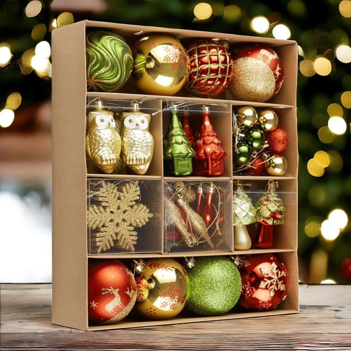 Shop For Super Large Enchanted Christmas Forest Ornament Bundle, Set of 80 Glittered Baubles, Snowflakes, Colored Icicles and Trees