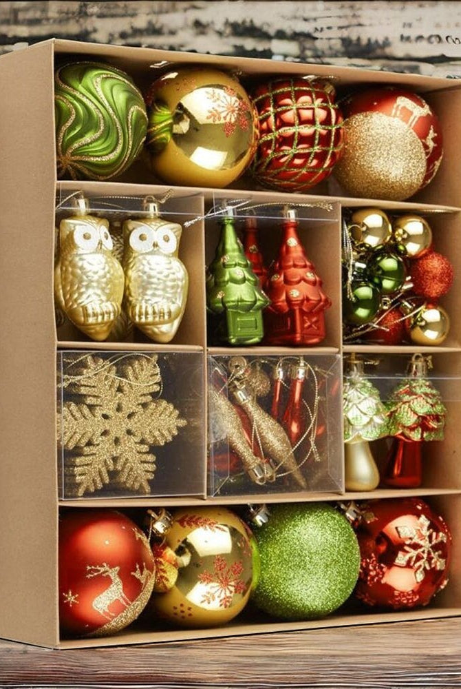 Shop For Super Large Enchanted Christmas Forest Ornament Bundle, Set of 80 Glittered Baubles, Snowflakes, Colored Icicles and Trees