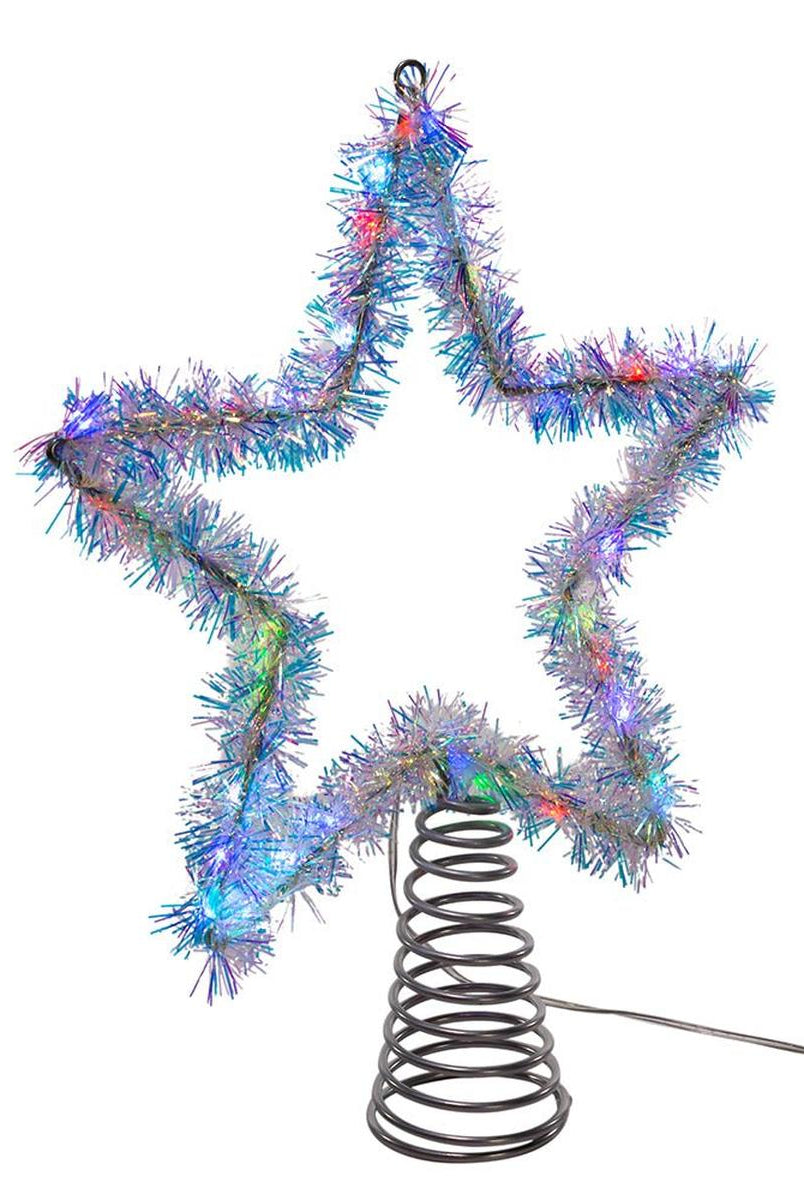 Shop For Tinsel Star Tree Topper with RGB LED Lights 12.2"