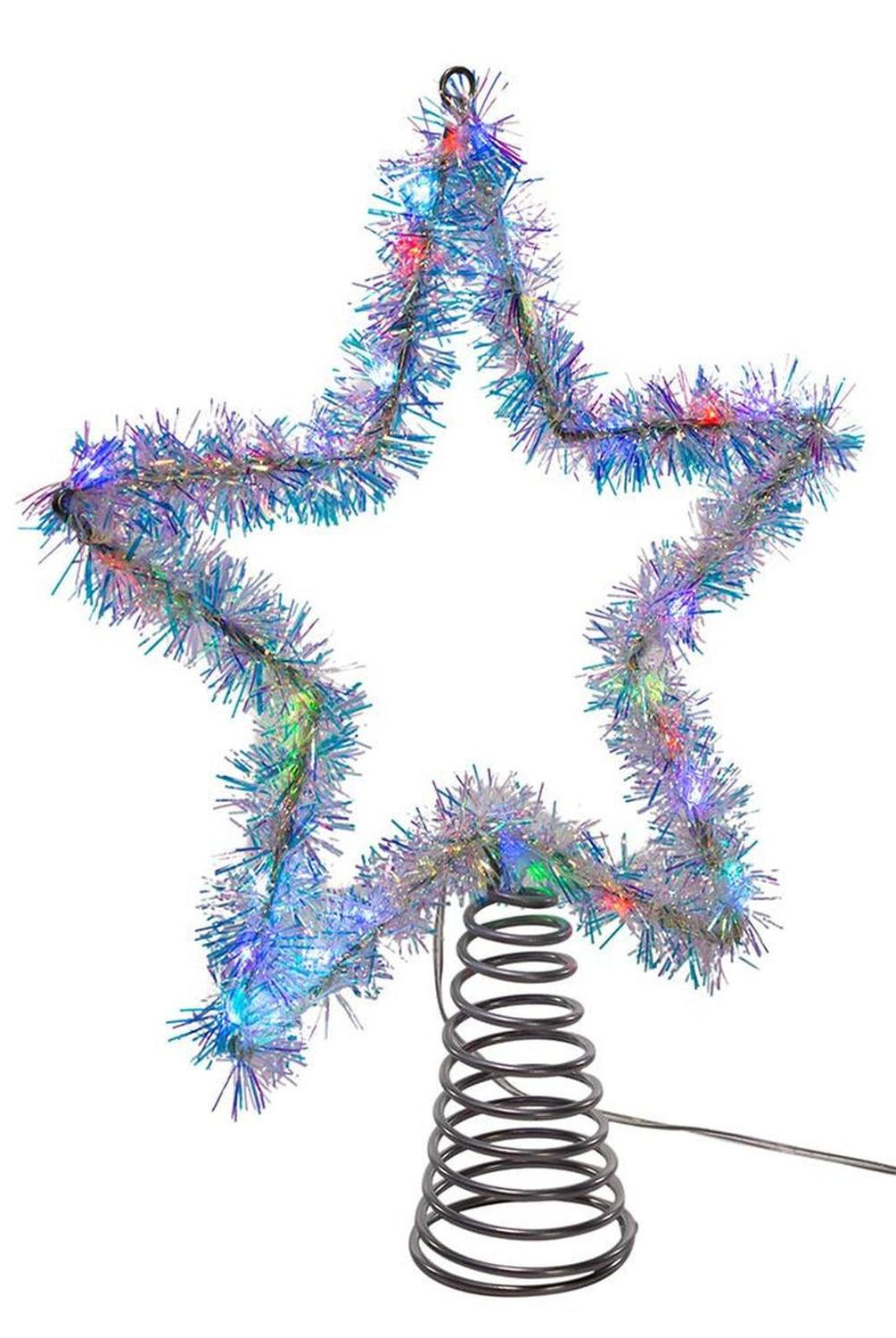 Shop For Tinsel Star Tree Topper with RGB LED Lights 12.2"