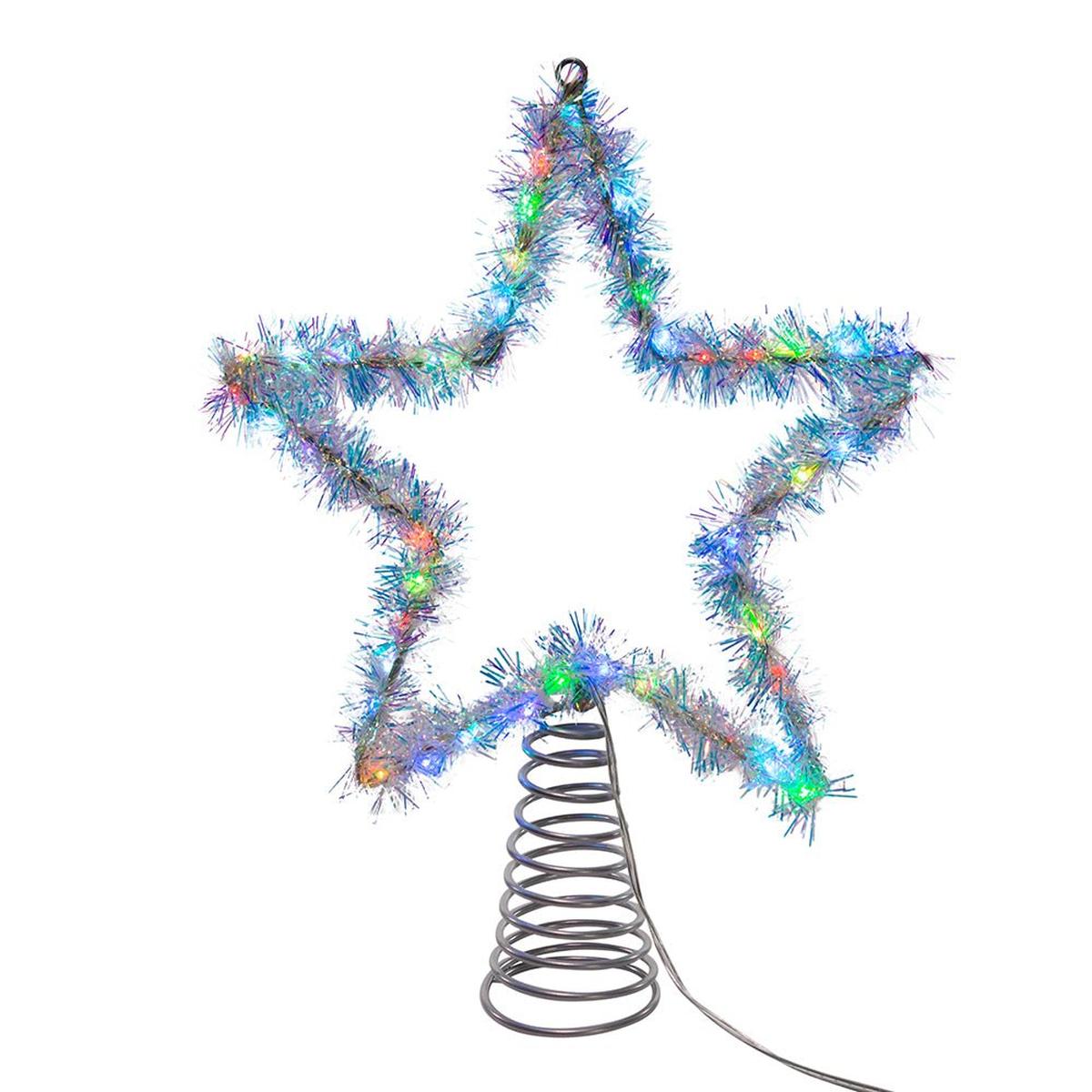 Shop For Tinsel Star Tree Topper with RGB LED Lights 12.2"