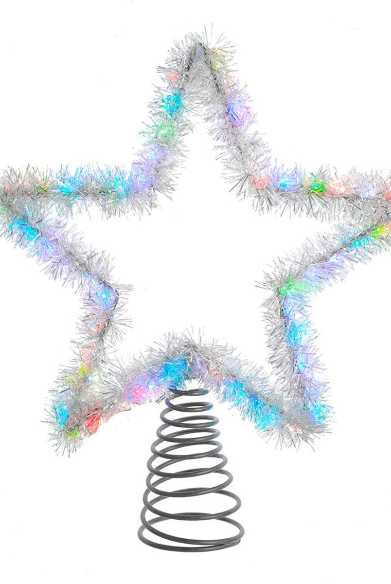 Shop For Tinsel Star Tree Topper with RGB LED Lights 12.2"
