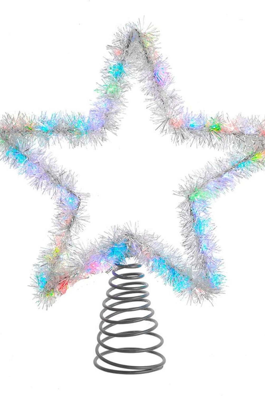 Shop For Tinsel Star Tree Topper with RGB LED Lights 12.2"