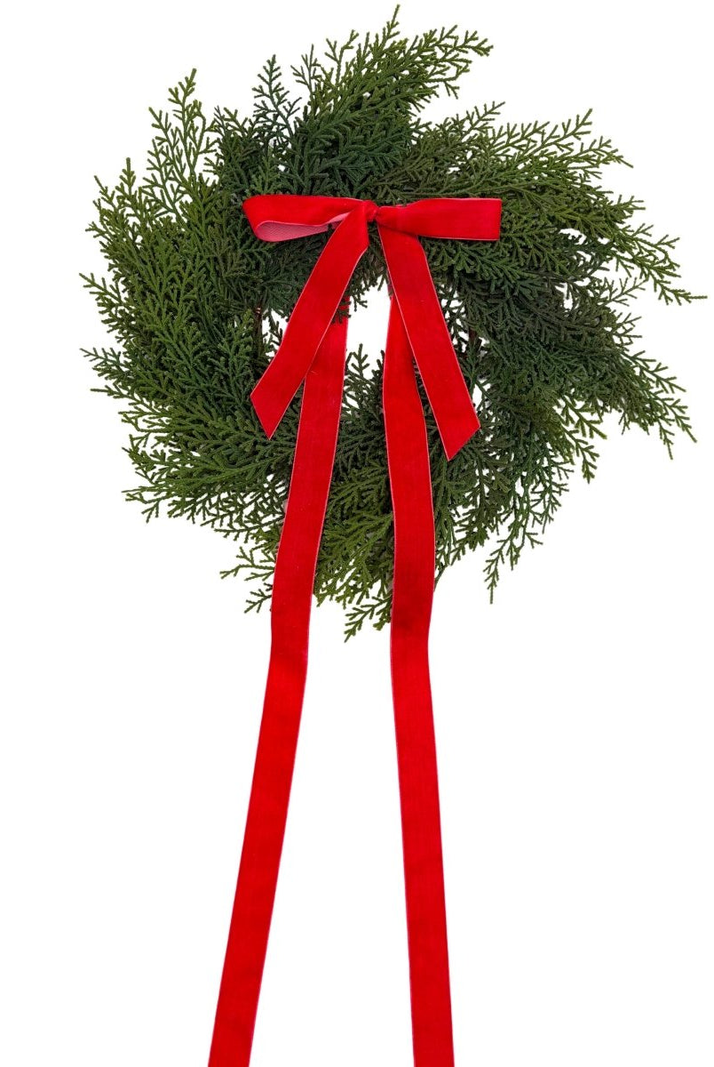 Shop For Traditional Red Mini Cedar Cabinet Wreaths with Ribbon