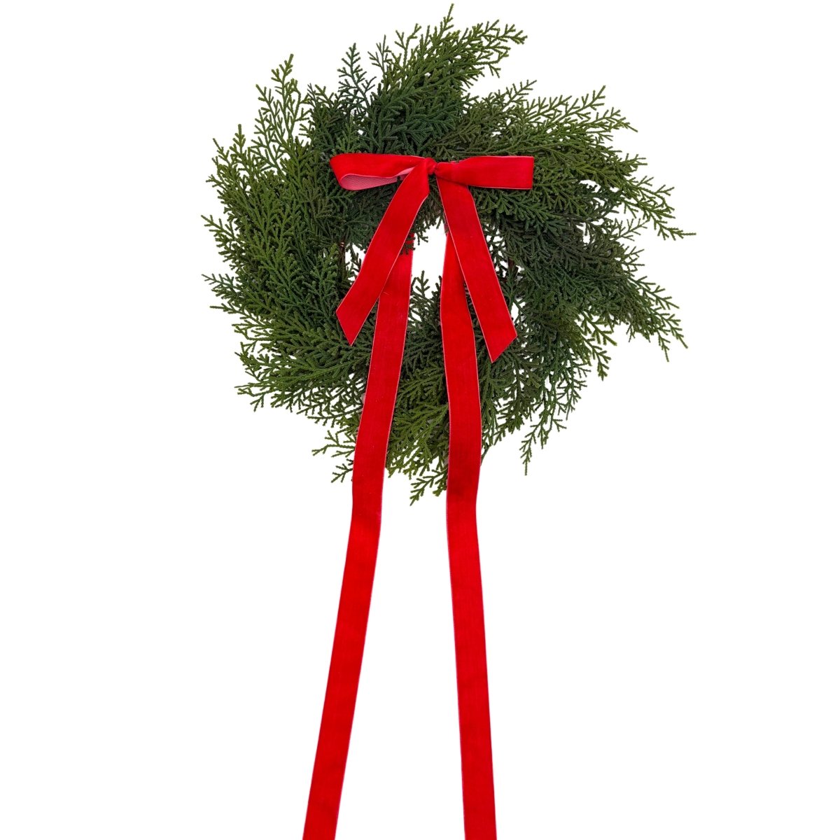 Shop For Traditional Red Mini Cedar Cabinet Wreaths with Ribbon
