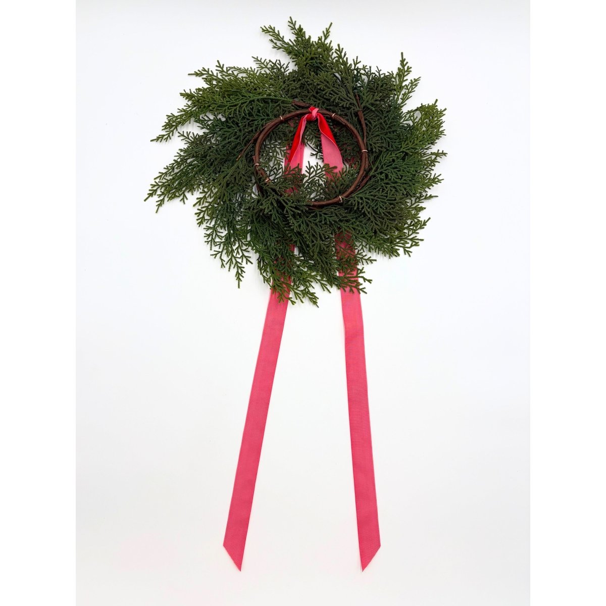 Shop For Traditional Red Mini Cedar Cabinet Wreaths with Ribbon