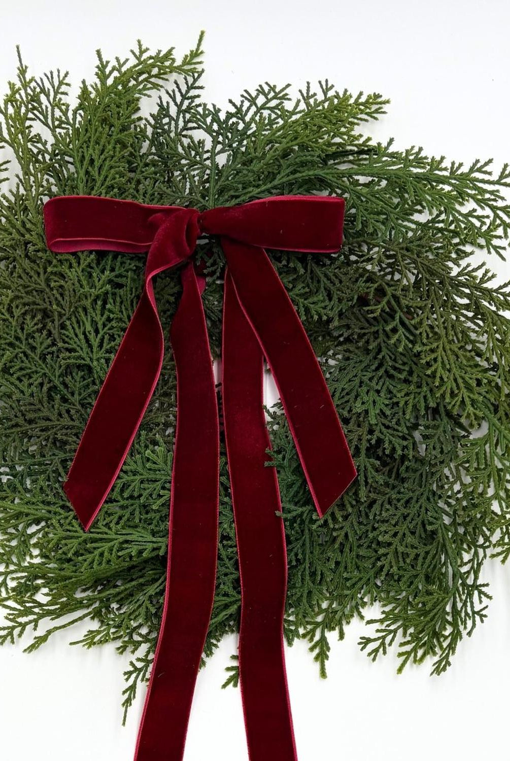 Traditional Red Mini Cedar Cabinet Wreaths with Ribbon