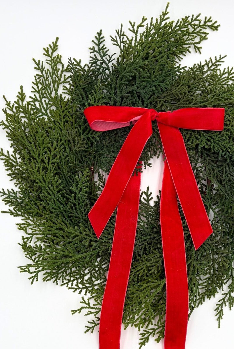 Shop For Traditional Red Mini Cedar Cabinet Wreaths with Ribbon