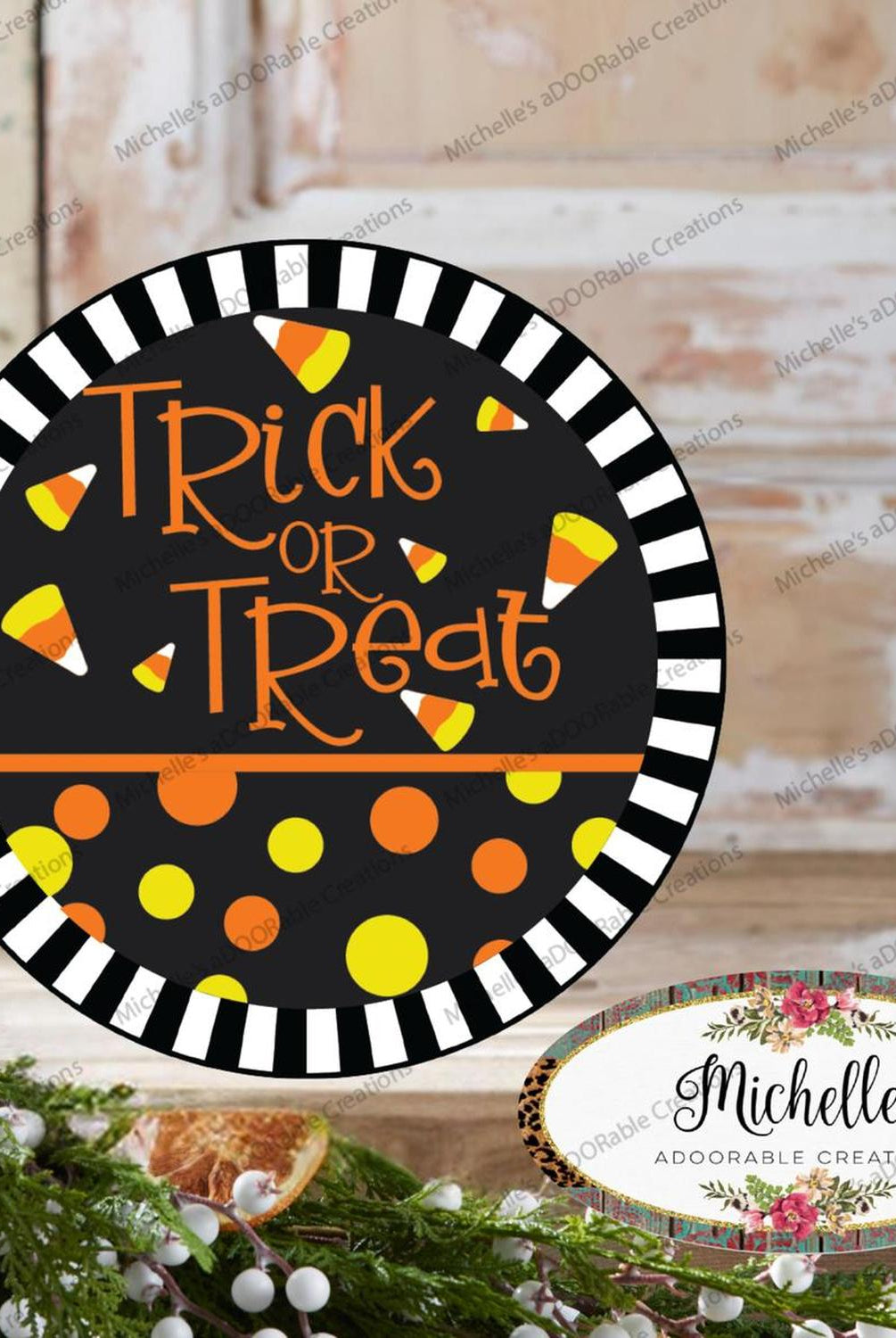Trick or Treat Candy Corn Stripe Edge Sign