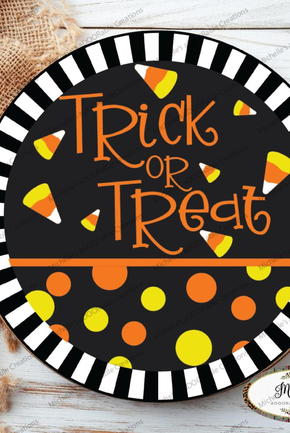 Trick or Treat Candy Corn Stripe Edge Sign