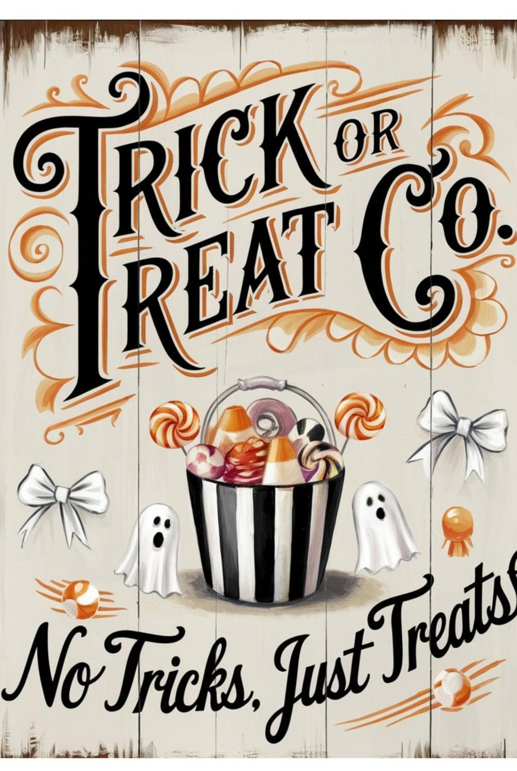 Trick or Treat Co, Just Treats Halloween Sign