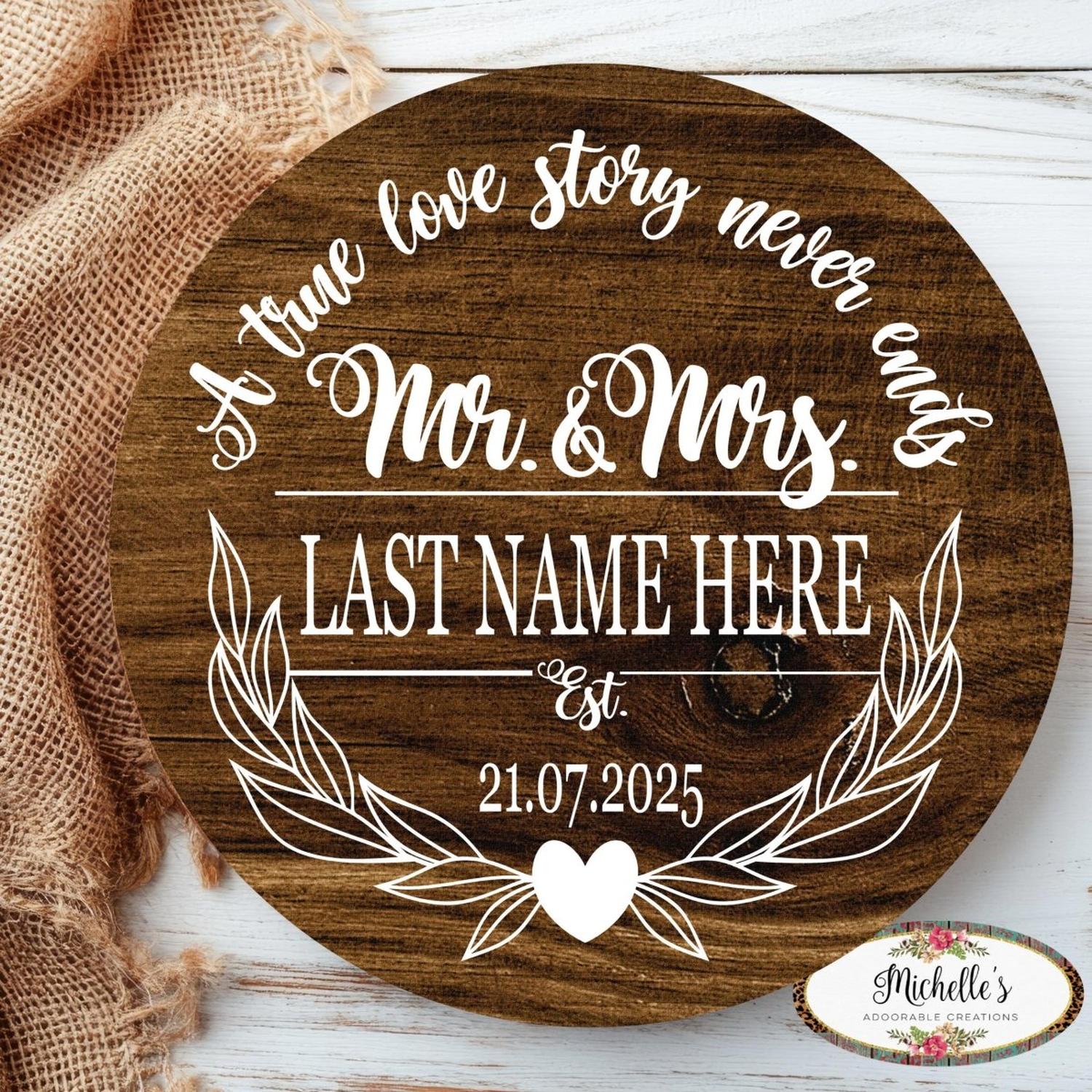Shop For True Love Story Wedding Round Sign