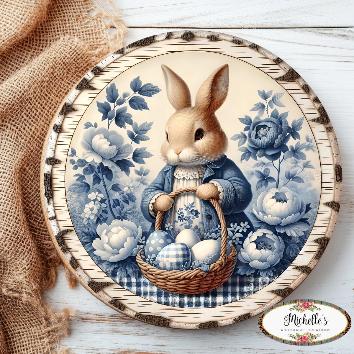 Shop For Vintage Bunny Blue Chinoiserie Sign