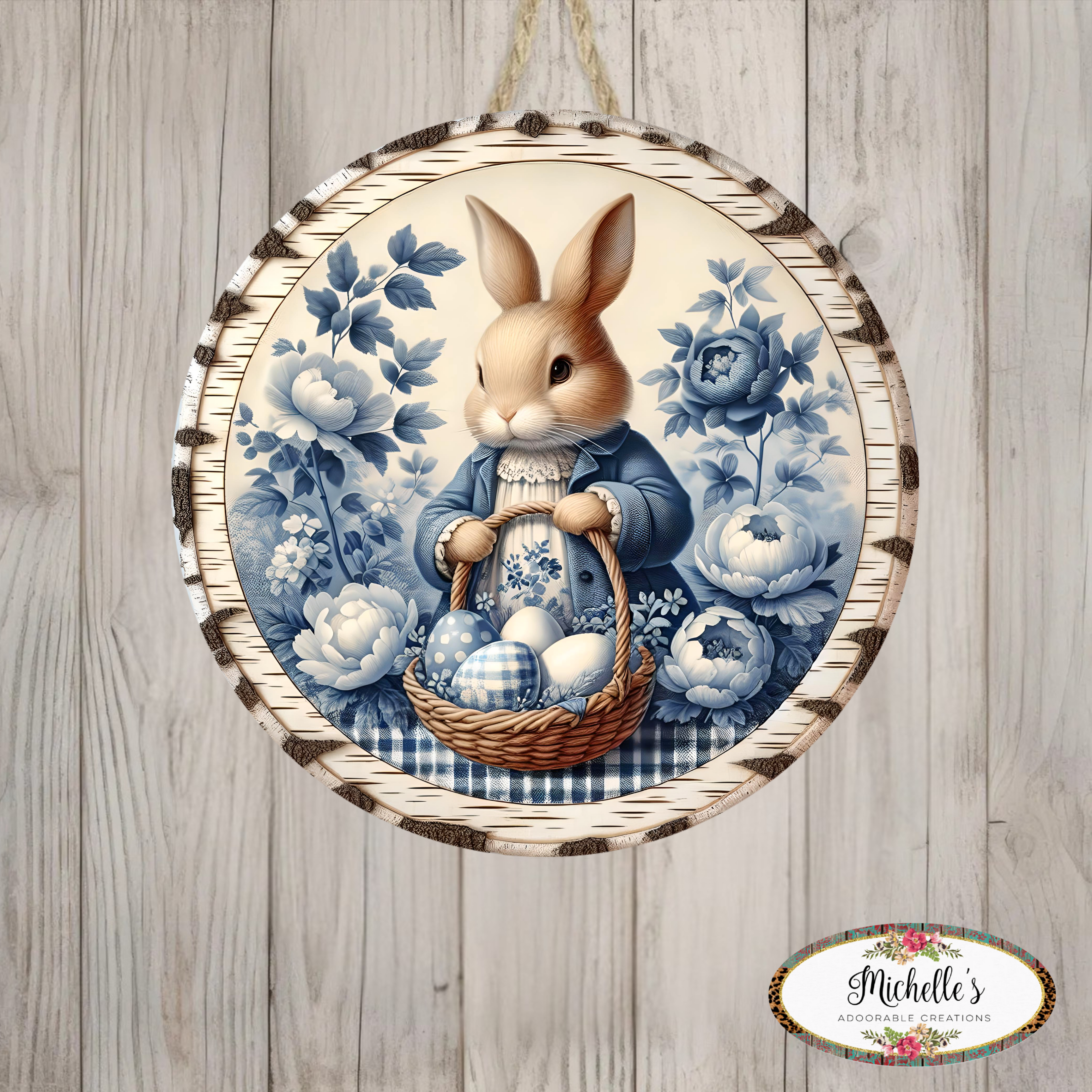 Shop For Vintage Bunny Blue Chinoiserie Sign