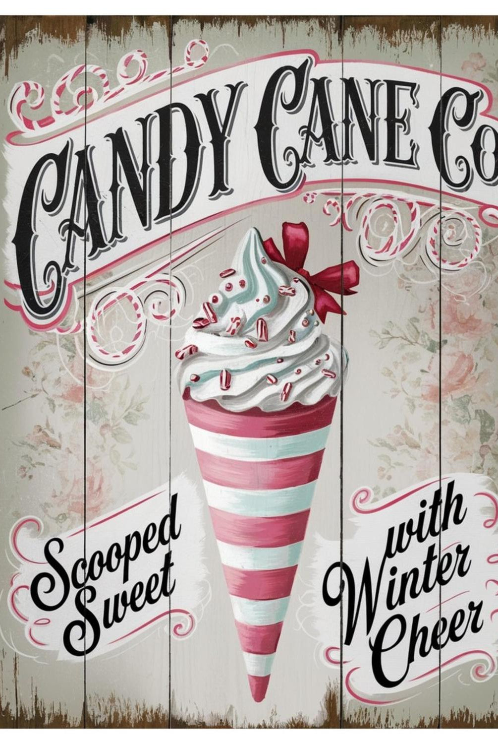 Vintage Candy Cane Co Christmas Sign
