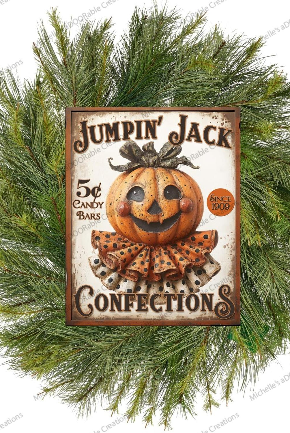 Vintage Halloween Jumpkin Jack Pumpkin Sign