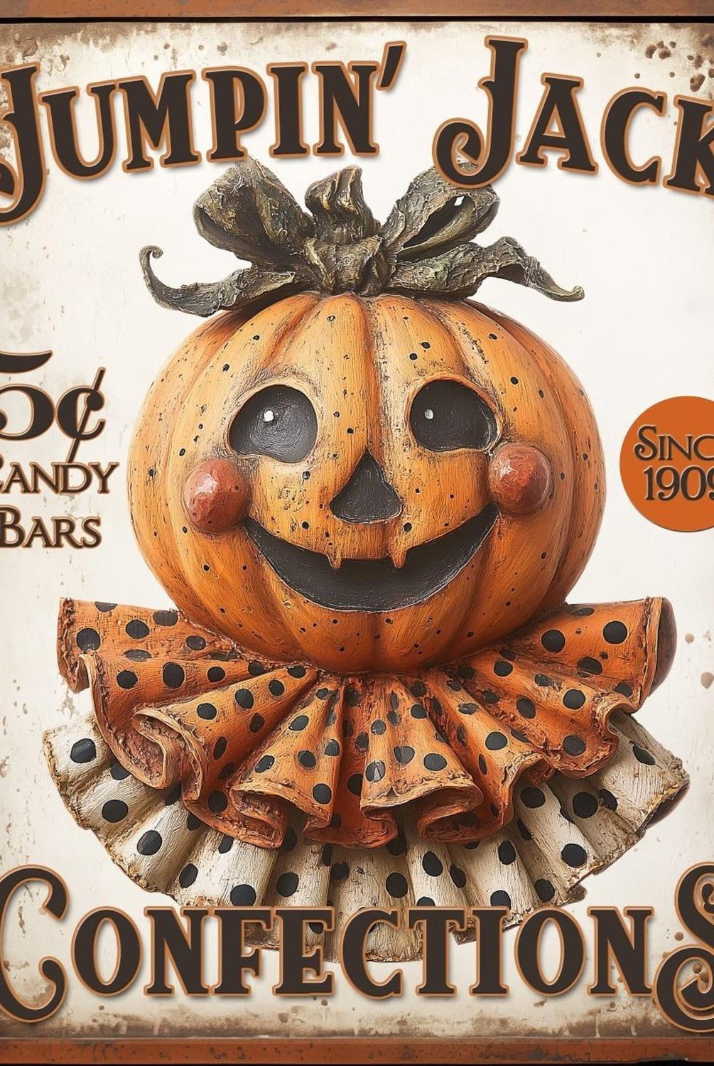 Vintage Halloween Jumpkin Jack Pumpkin Sign