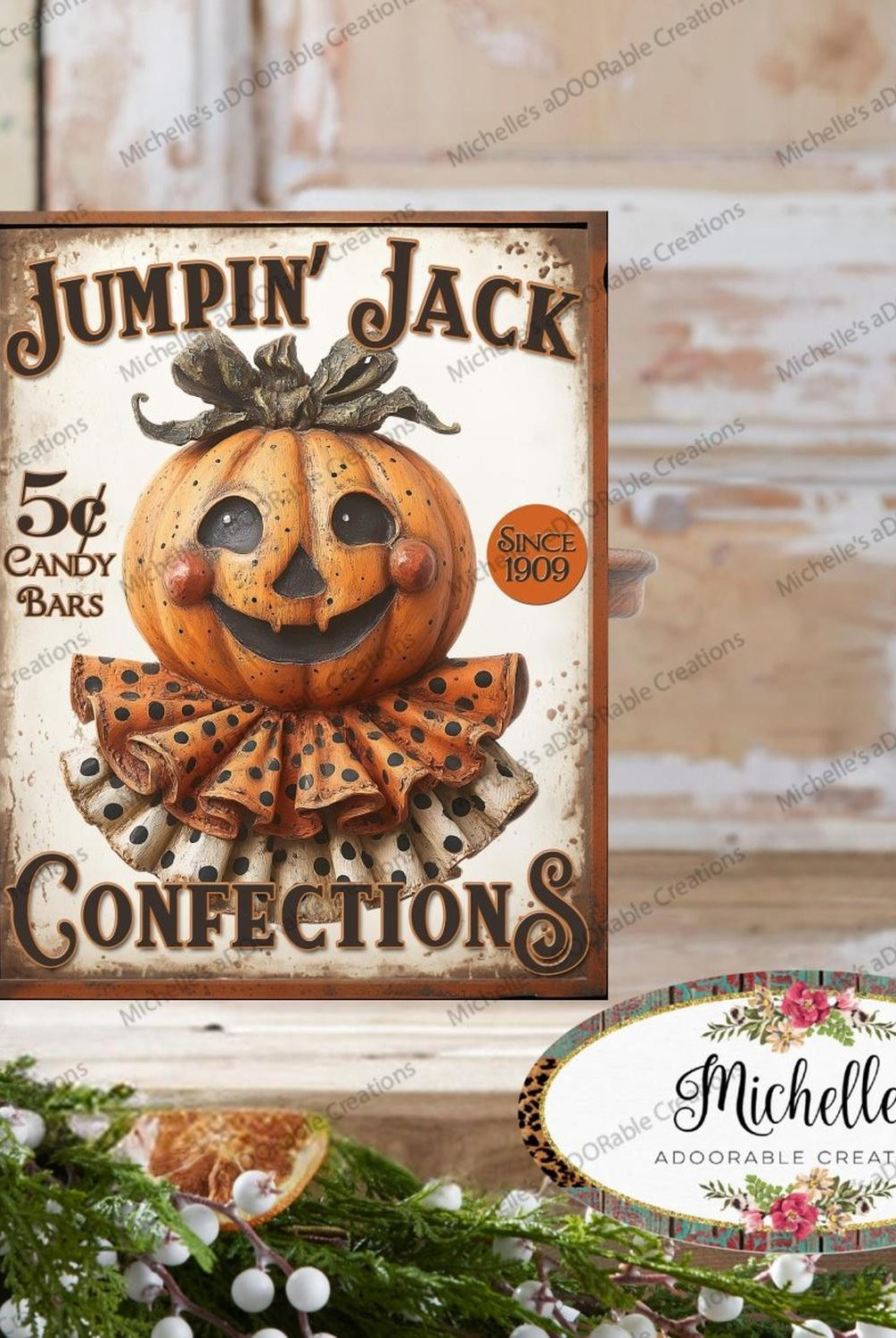 Vintage Halloween Jumpkin Jack Pumpkin Sign