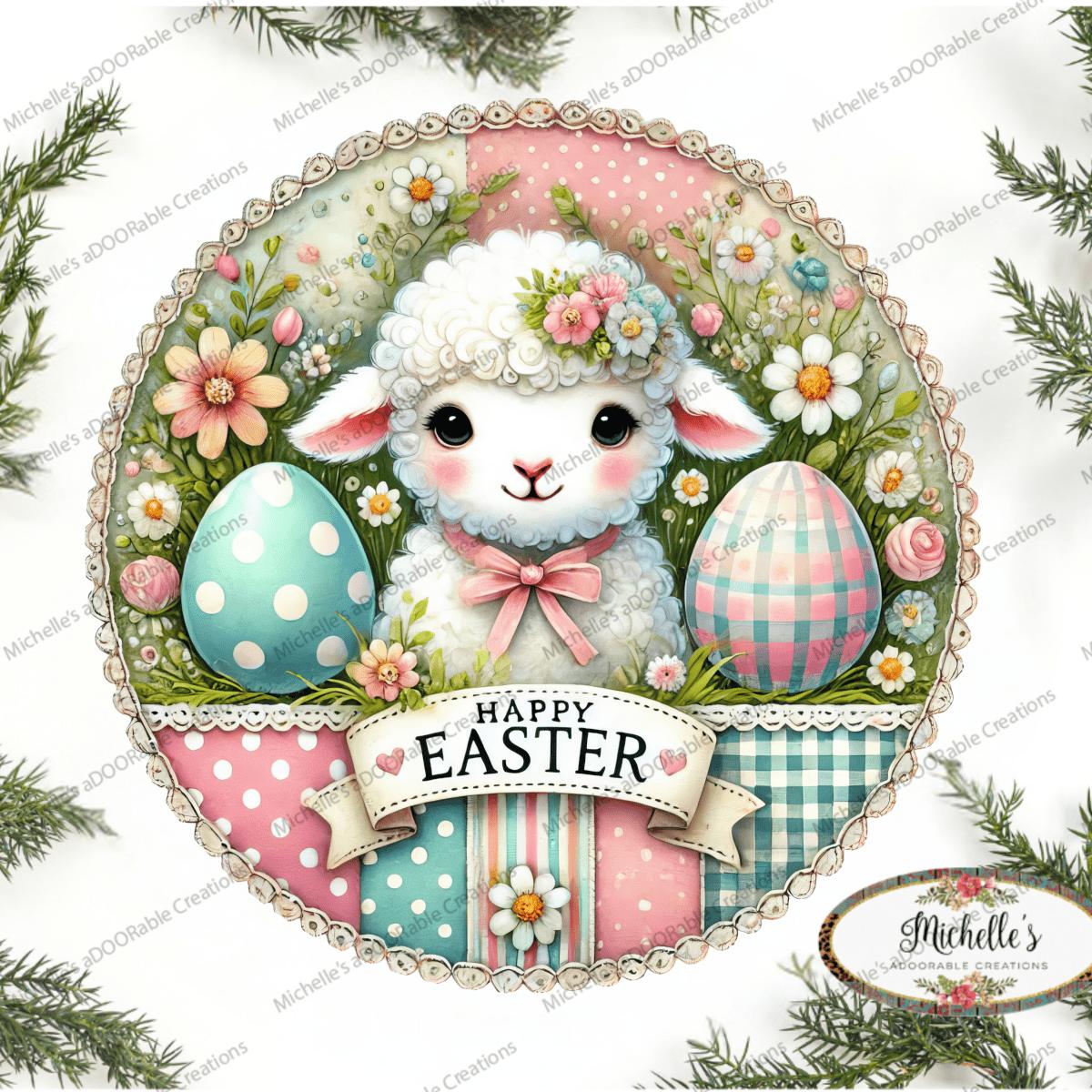 Shop For Vintage Happy Easter Lamb Round Sign