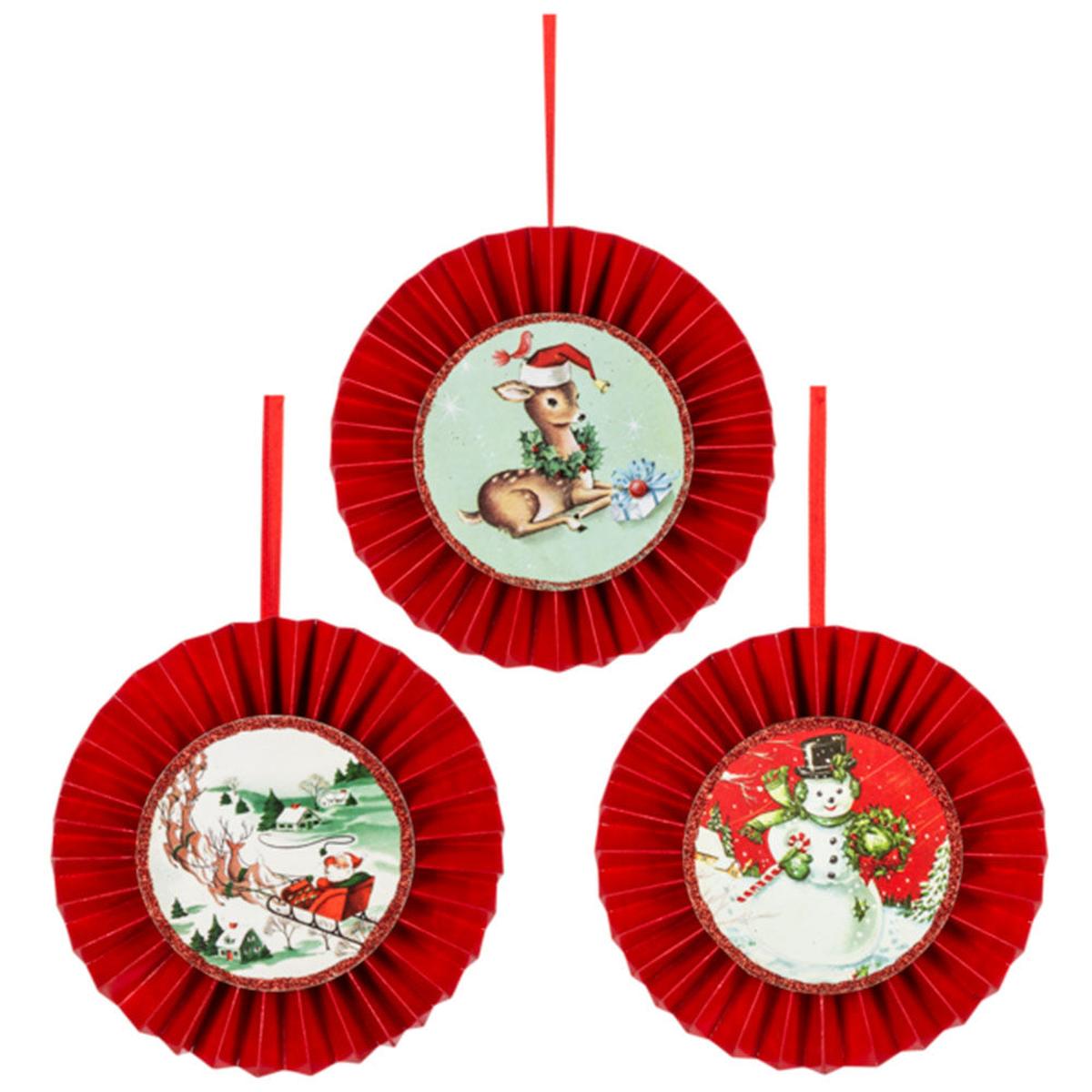 Shop For Vintage Holiday Disk Ornaments, Set of 3