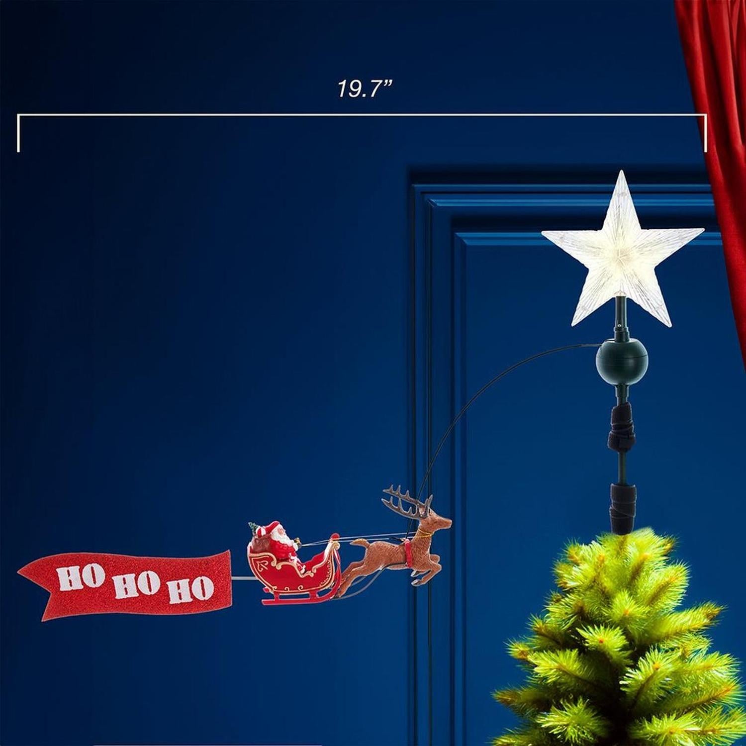 Shop For Warm White LED Star With Rotating Santa and Sleigh Treetop