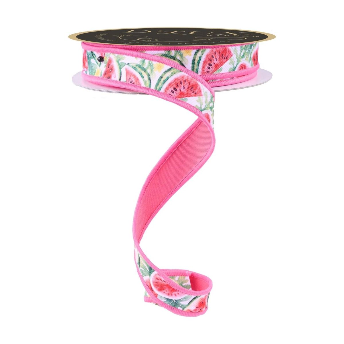 Shop For Watermelon Fused Back Ribbon: Pink/White (10 Yards) at Michelle's aDOORable Creations