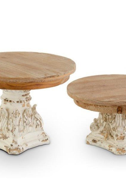 Shop For Weathered White Resin Risers w/Natural Wood Tops (Set of 2)