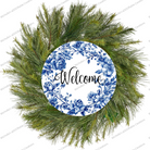 Shop For Welcome Blue Floral Round Sign