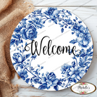 Shop For Welcome Blue Floral Round Sign