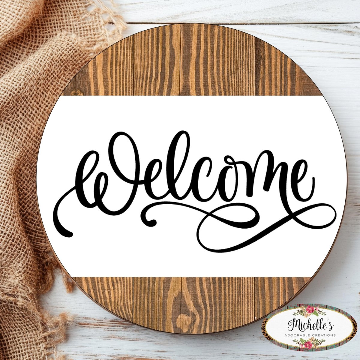 Shop For Welcome Faux Wood Round Sign