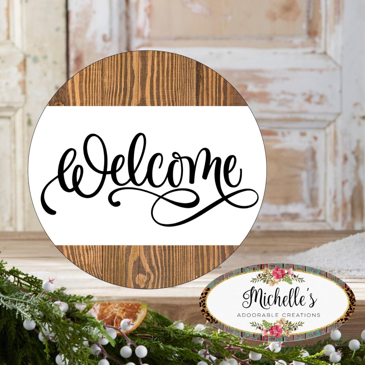Shop For Welcome Faux Wood Round Sign