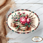 Shop For Welcome Friends Cardinal Peonies Oval Sign
