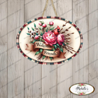 Shop For Welcome Friends Cardinal Peonies Oval Sign