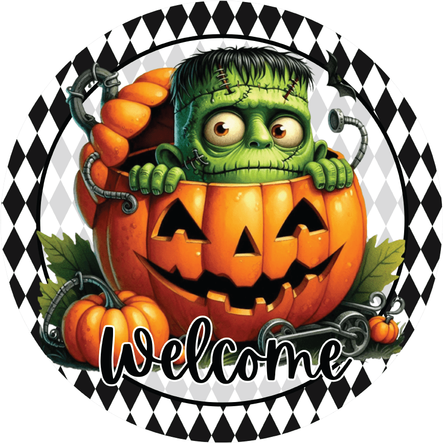 Shop For Welcome Halloween Frankenstein Pumpkin Sign