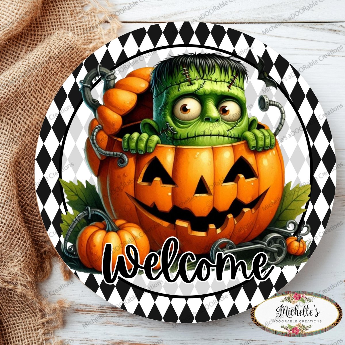 Shop For Welcome Halloween Frankenstein Pumpkin Sign