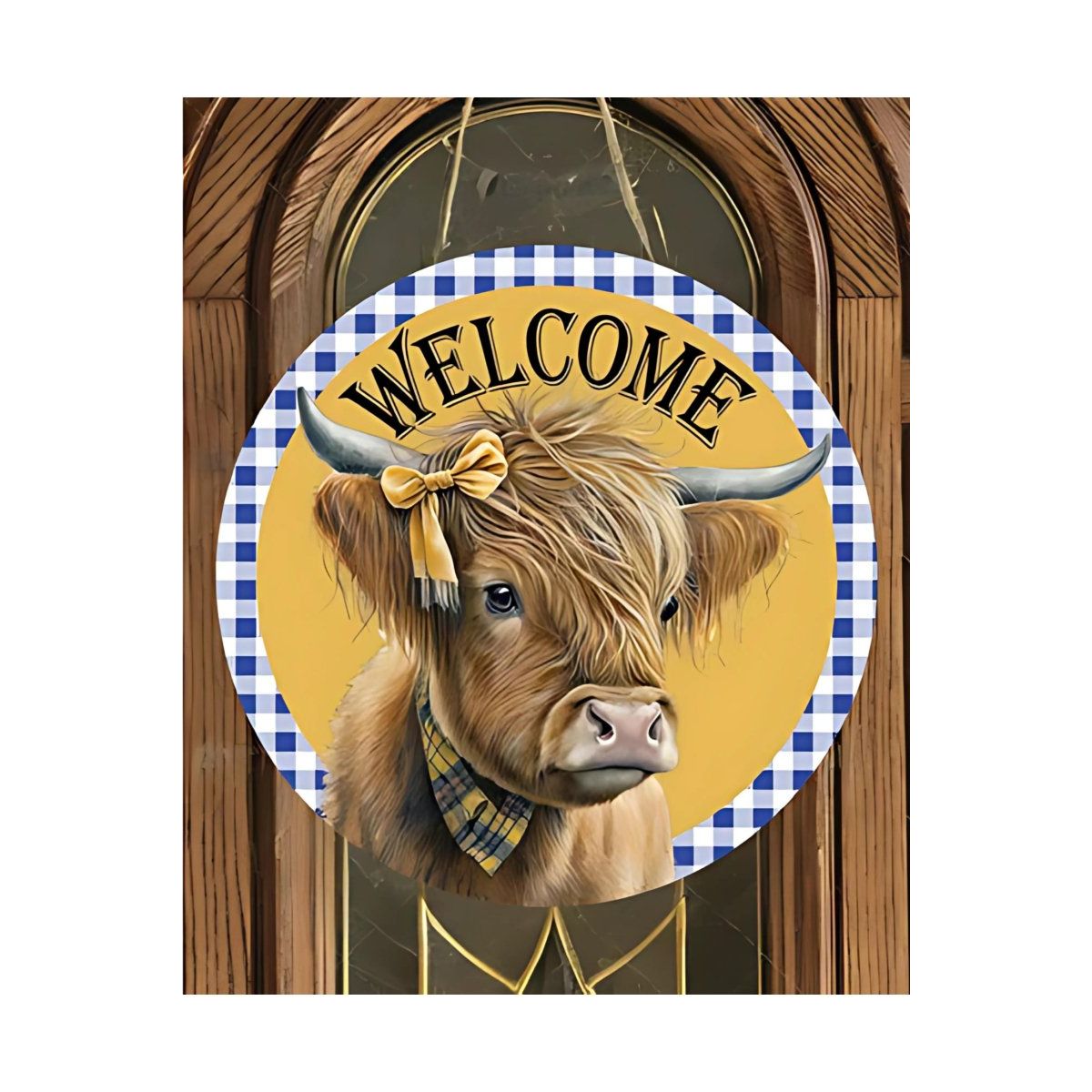 Shop For Welcome Highland Cow Round Sign - Wreath Enhancement