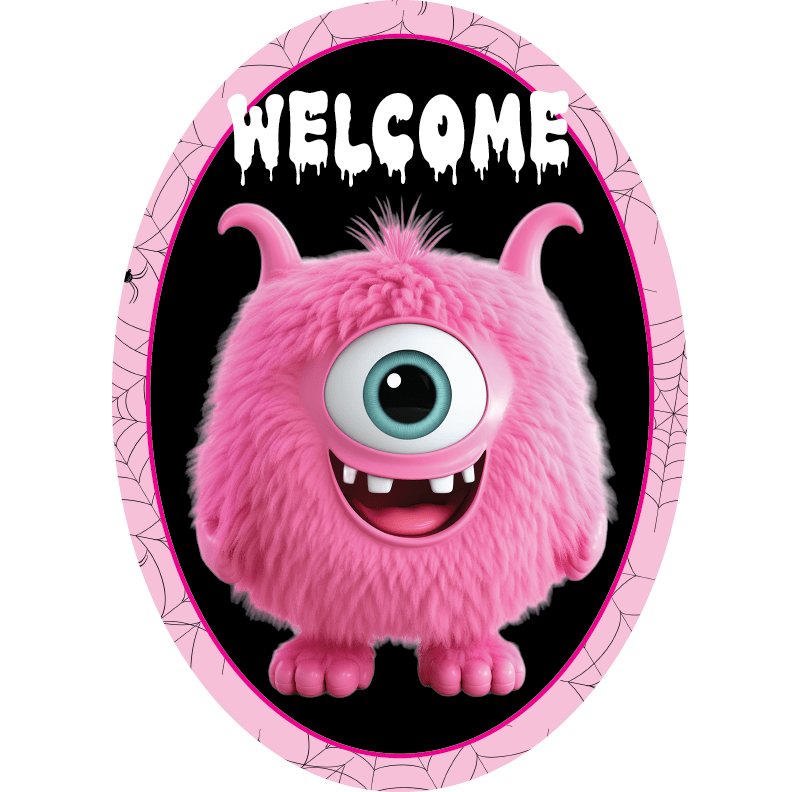 Shop For Welcome Pink Furry Monster Sign