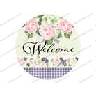 Shop For Welcome Purple Gingham Floral Round Sign