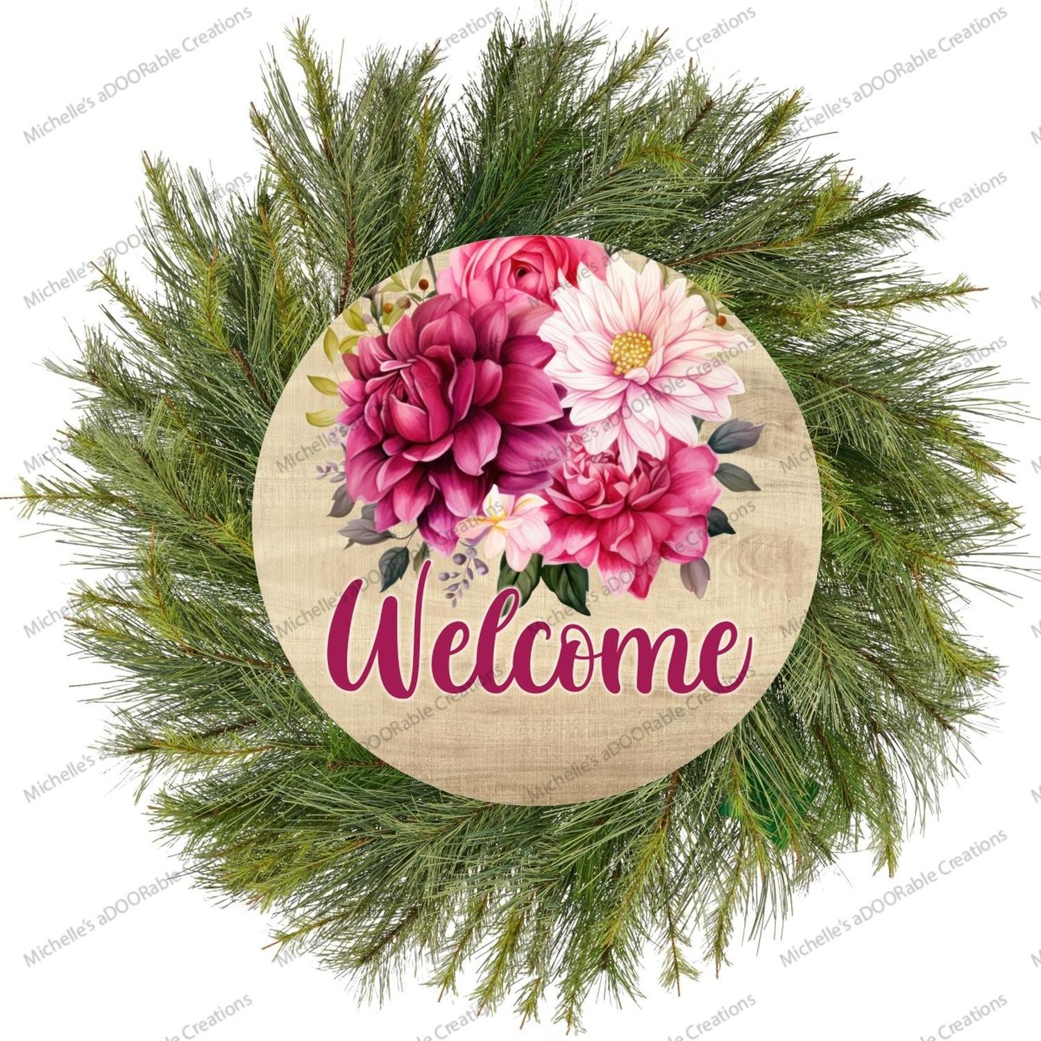 Shop For Welcome Watercolor Floral Round Sign