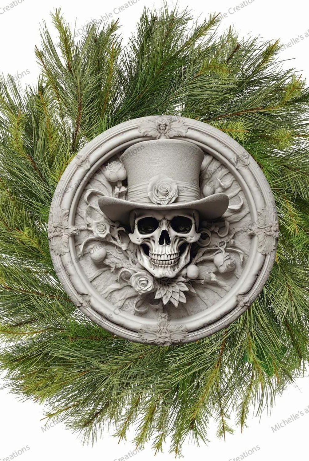 White Face Skull Top Hat Portrait Sign