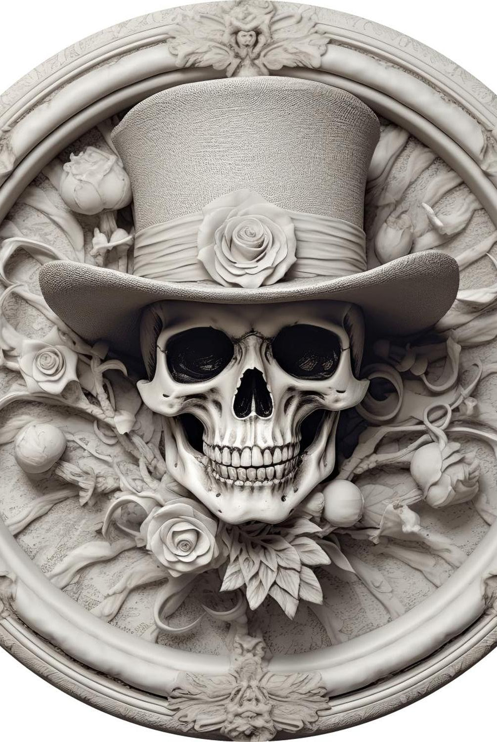 White Face Skull Top Hat Portrait Sign