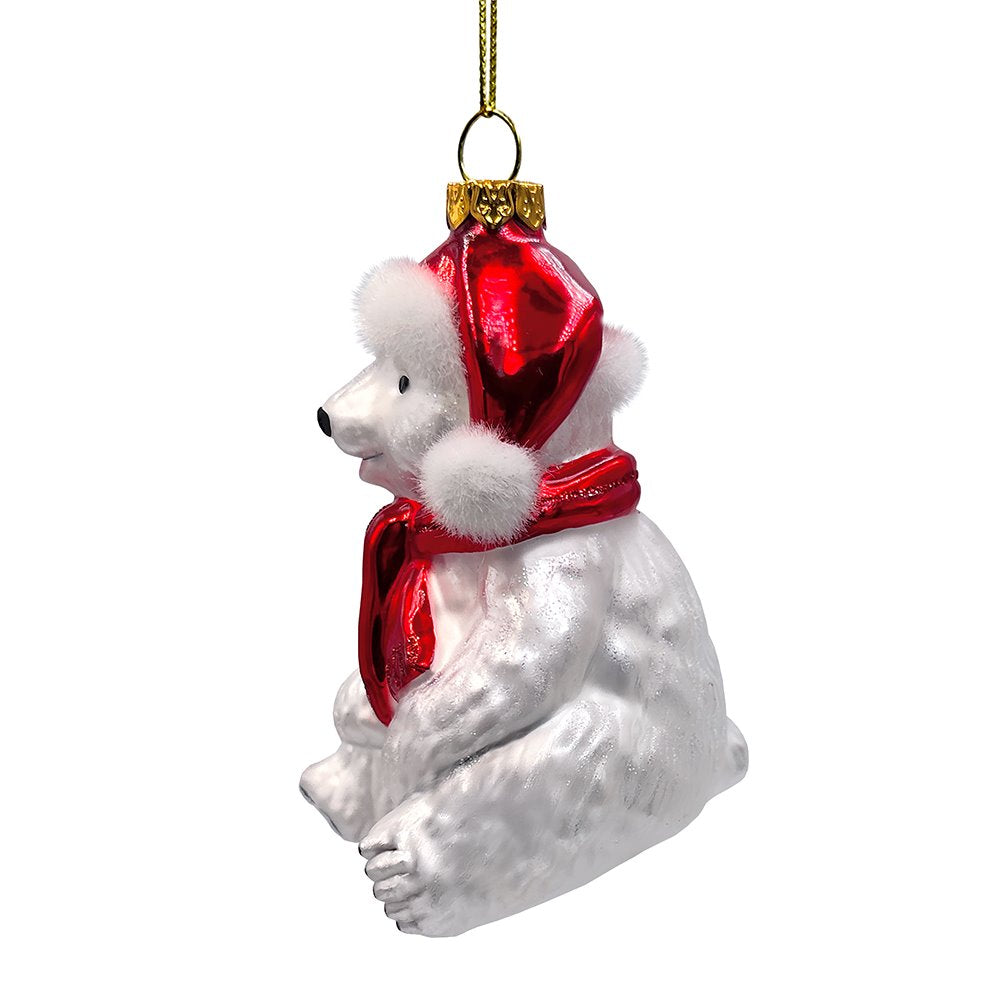 Shop For White Polar Bear Glass Christmas Ornament