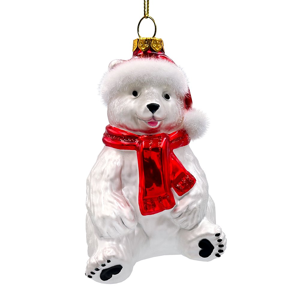 Shop For White Polar Bear Glass Christmas Ornament