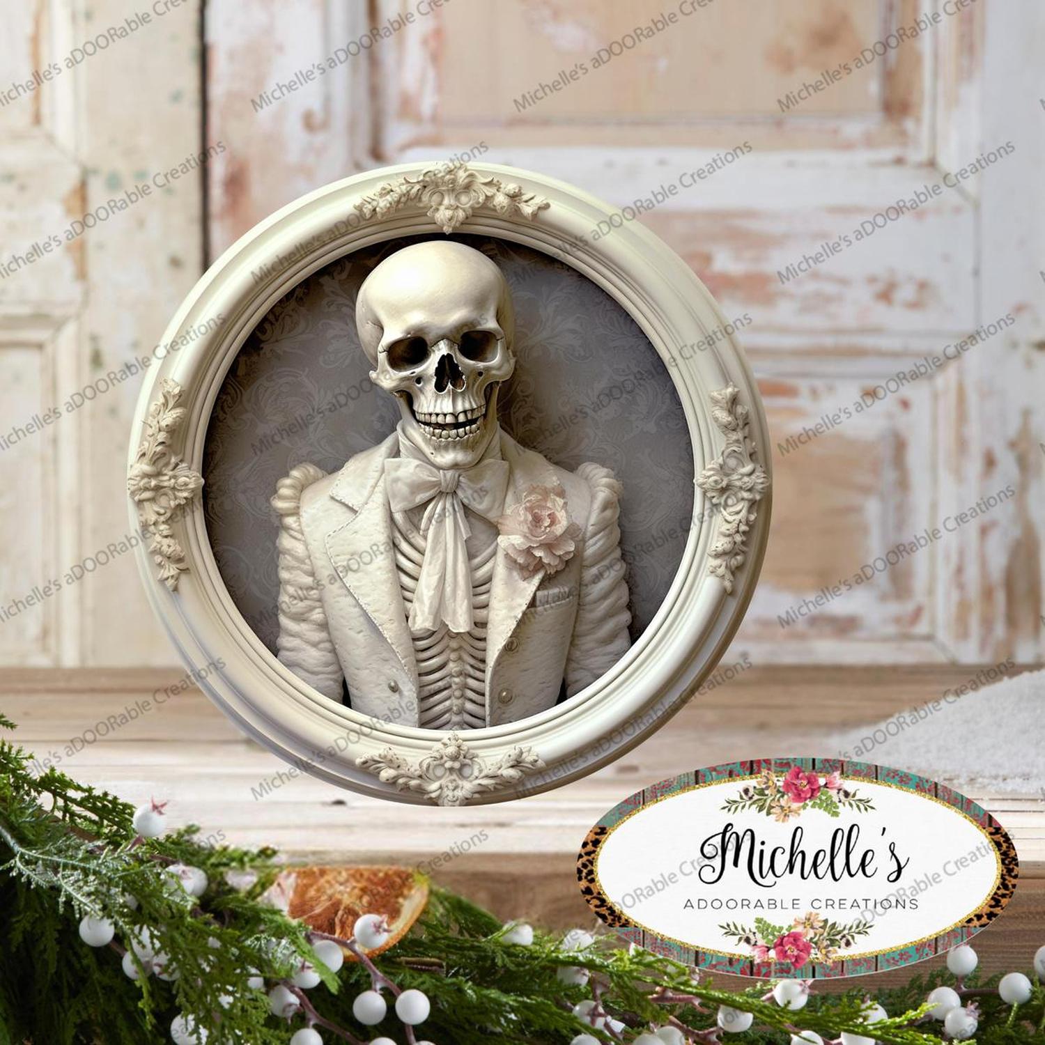 Shop For White Skeleton Groom Portrait Sign