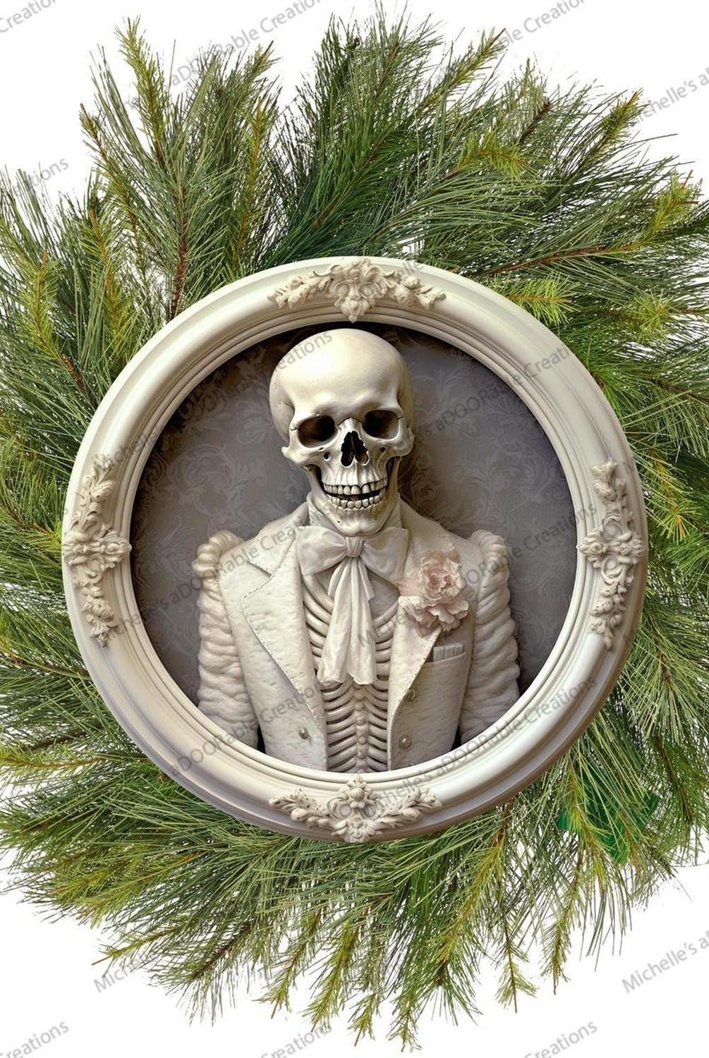 White Skeleton Groom Portrait Sign