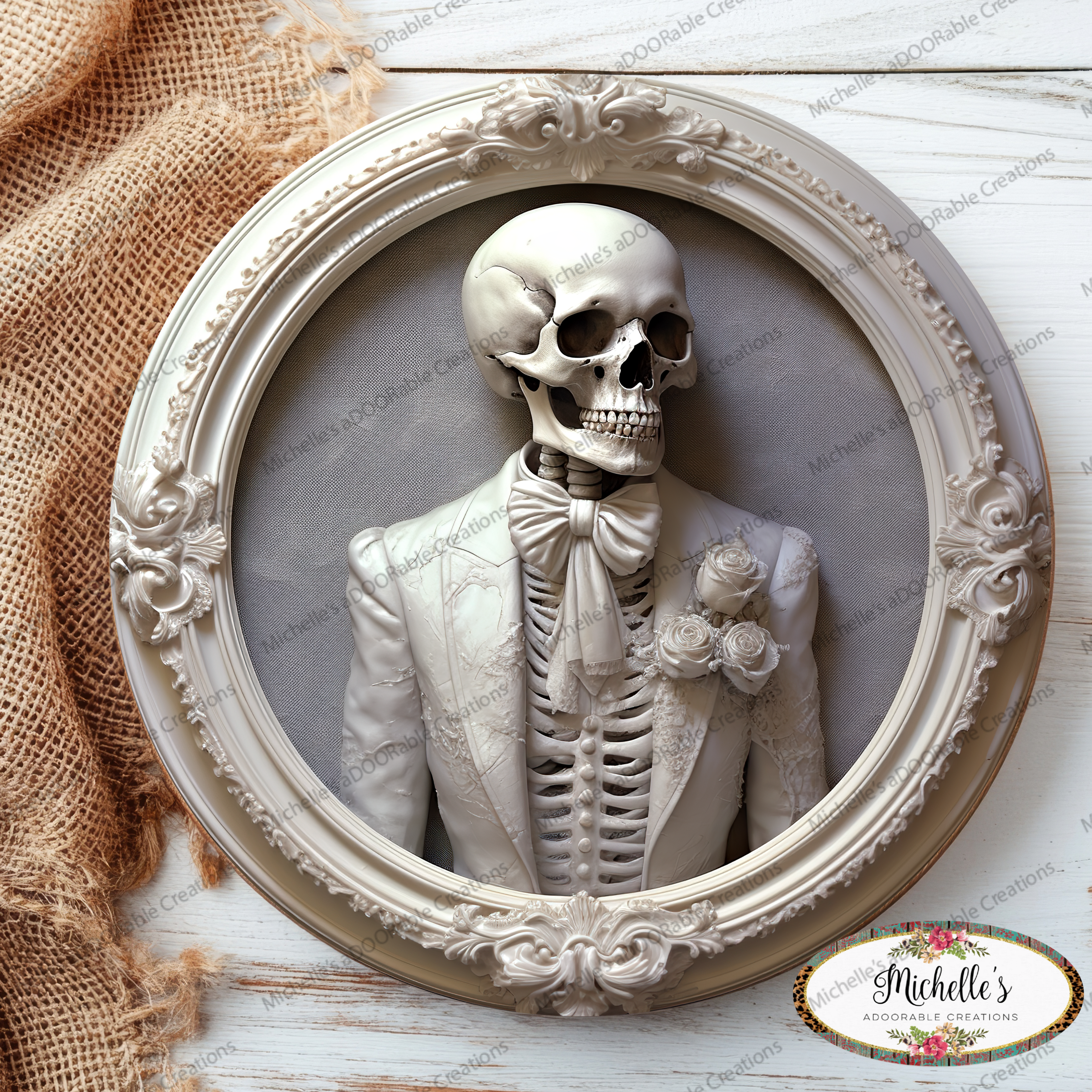 Shop For White Suit Skeleton Groom Portrait Sign